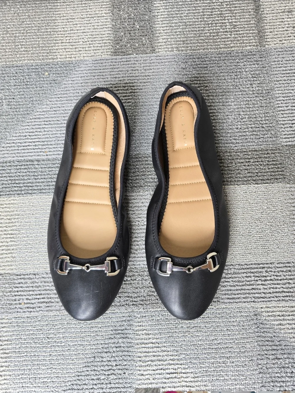 Black Women's Ballet Flats with Silver Bit Detail